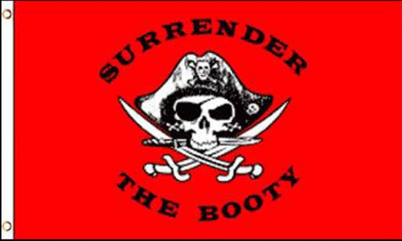 Pirate Surrender The Booty Red Flag, Pirate Flags, Surrender the Booty Flag, Pirate Surrender The Booty Flag