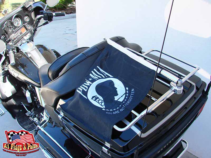 Motorcycle Flagpole with POW MIA Flag Motorcycle FlagpoleFlagpoles